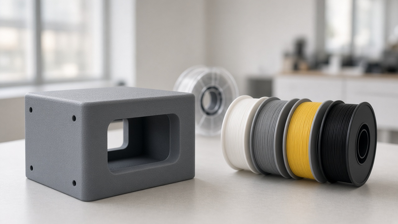 A matte enclosure and matte PETG spools, factory in Foshan next to Guangzhou