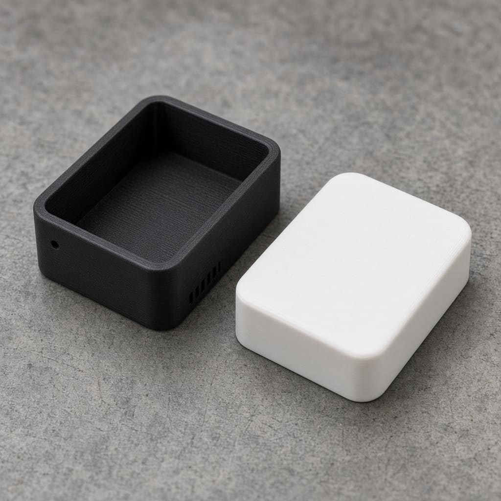 ABS painted appliance bezel OEM wholesale — sanded black shell and white lid before paint