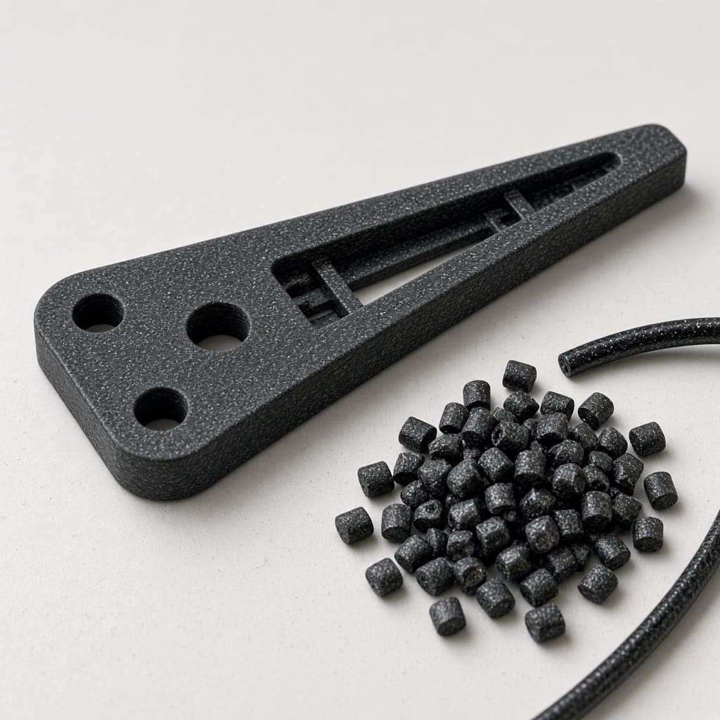 CF PLA carbon fiber drone arm OEM wholesale — matte black printed FPV spar and 1.75 mm filament