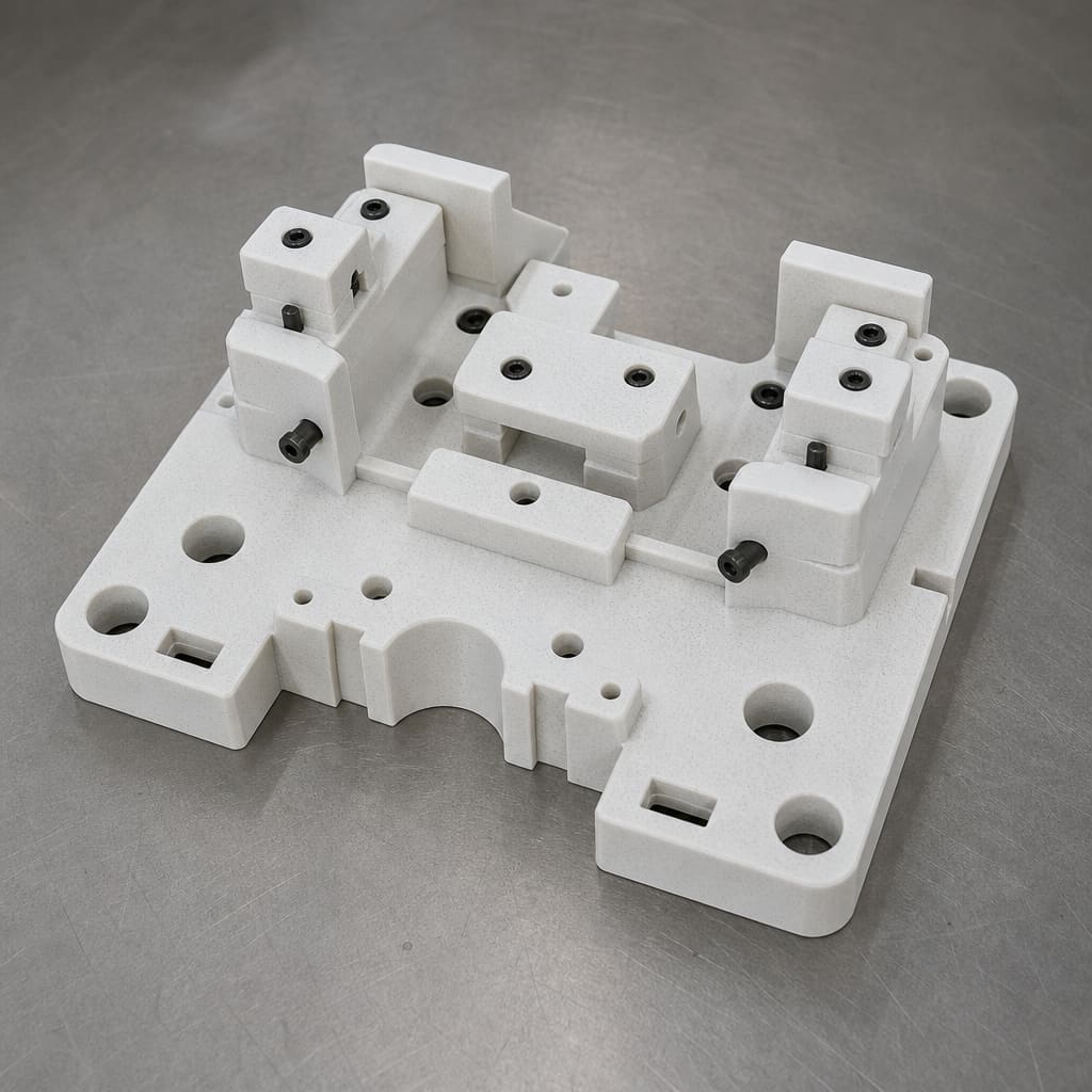 White GF PETG glass fiber OEM jig fixture 3D print for industrial tooling