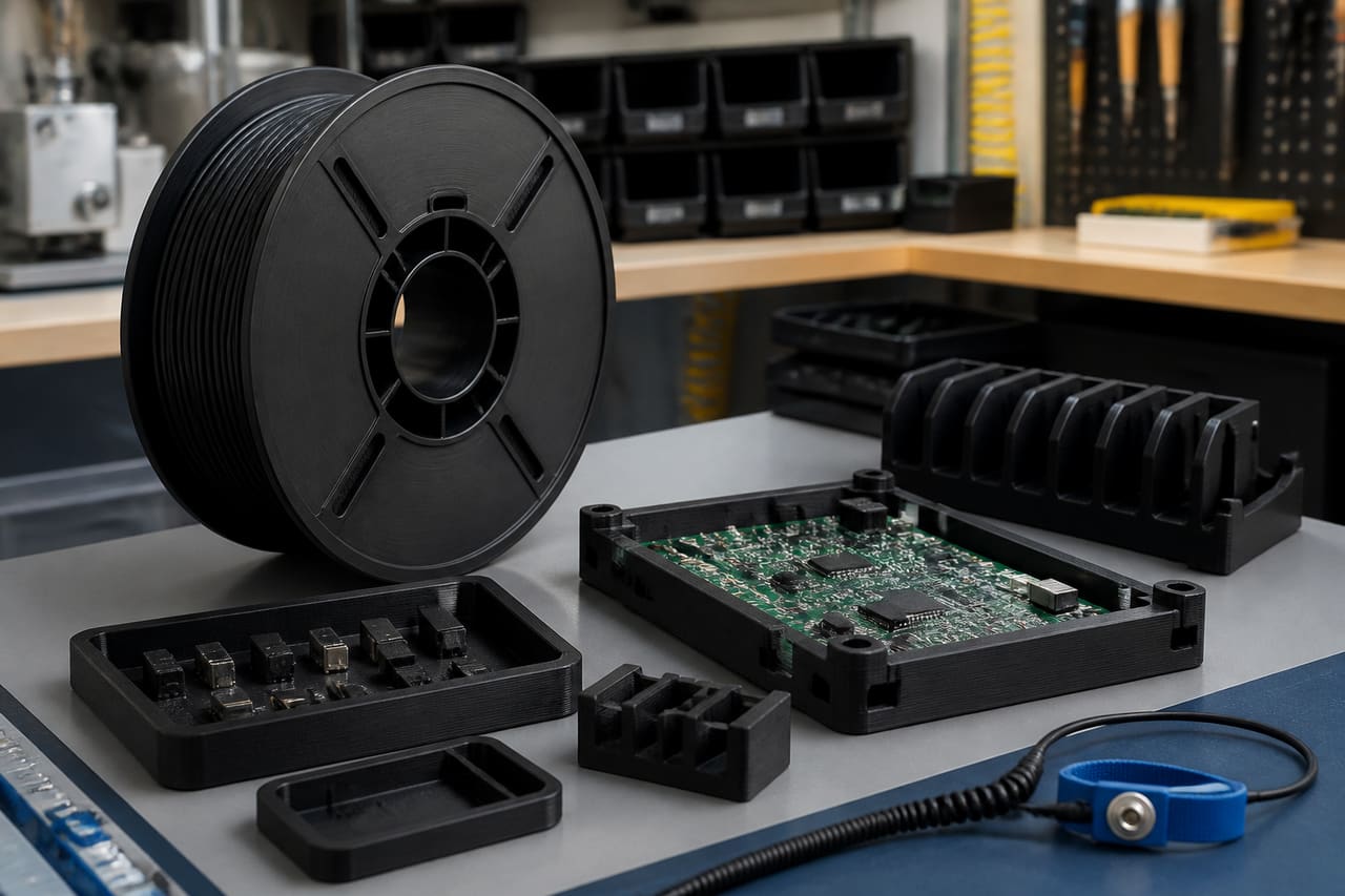 PETG ESD filament OEM wholesale PCB fixtures: Black PETG Is Not ESD