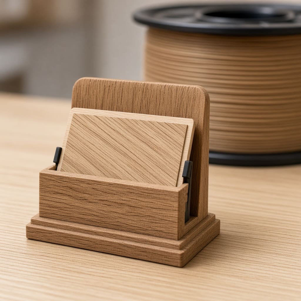 PLA wood retail prop OEM wholesale — wood-look counter display piece