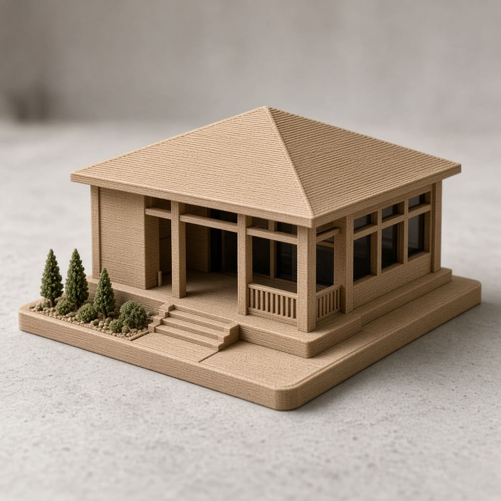 PLA wood school architecture model OEM wholesale — wood-fiber FDM campus pavilion for education kits