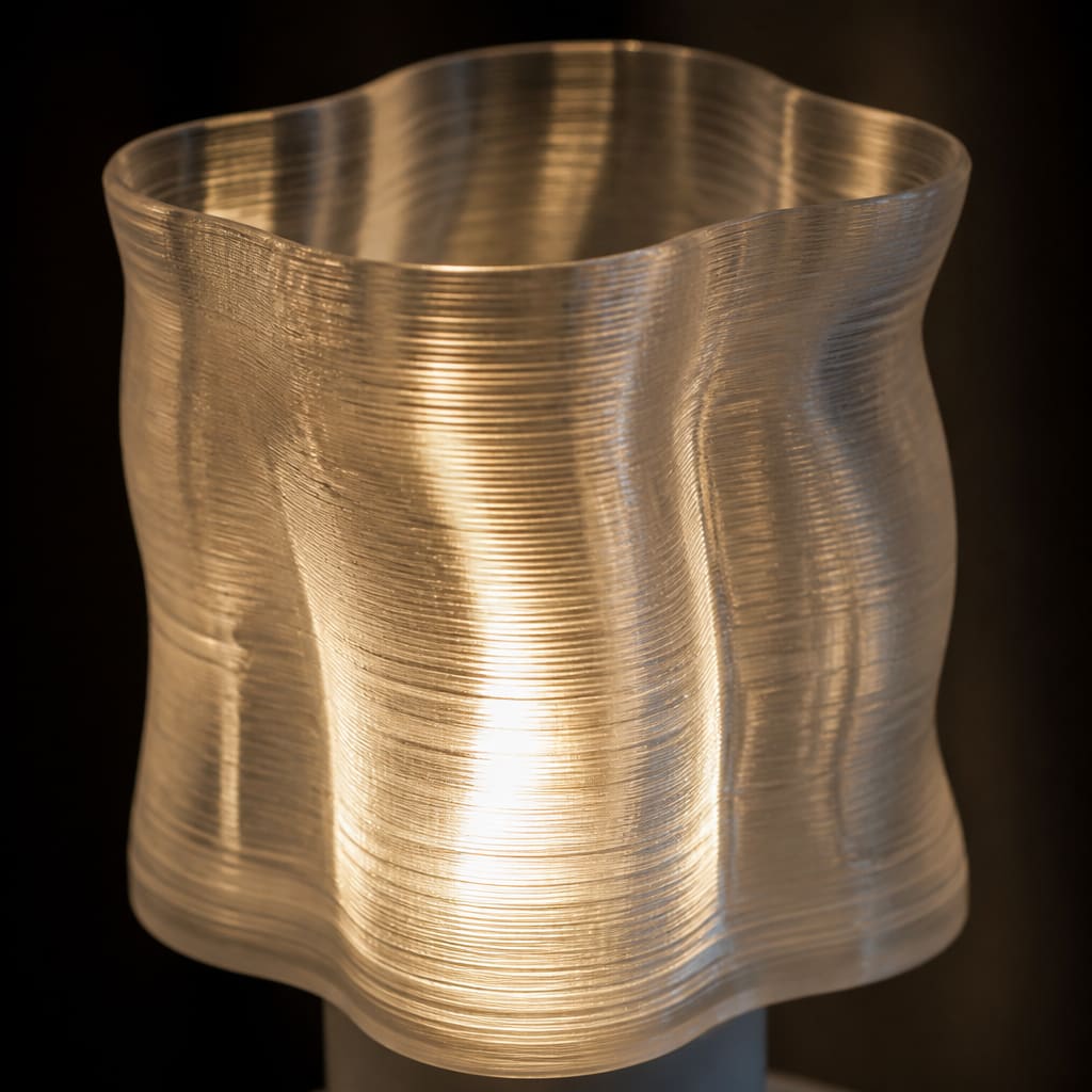 Translucent PETG lampshade print detail